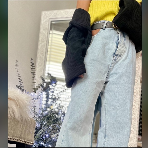 Cut Out Flared Wide Leg Denim Jeans Size 8 US - Picture 2 of 12